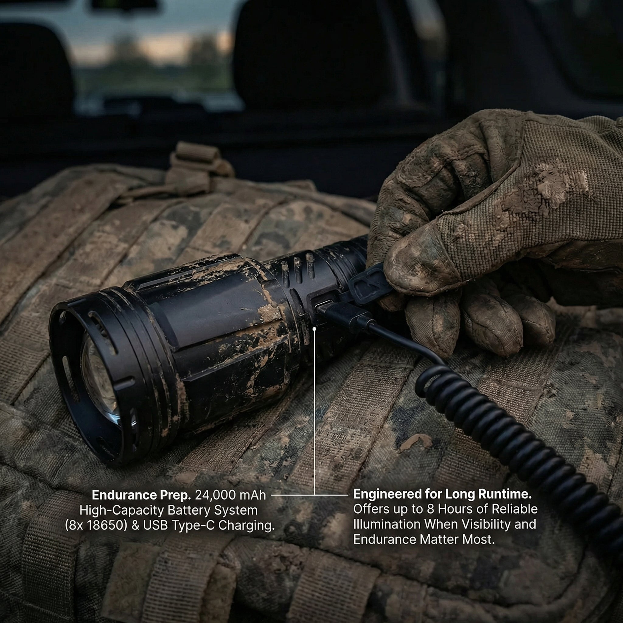 Pro XHP360 LED flashlight 15000 lumens rechargeable tactical flashlight | WildTrackr