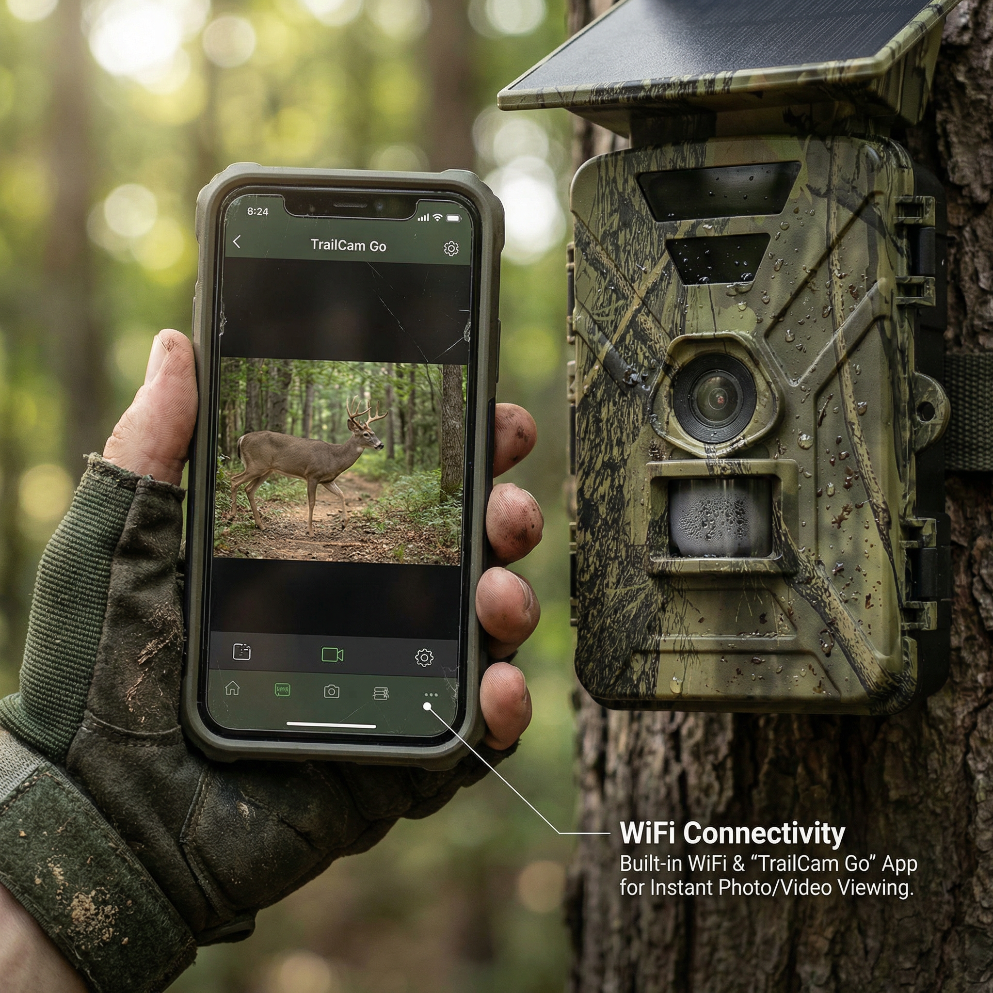 WildTrackr Crest - 8K WiFi Solar Trail Camera, Night Vision